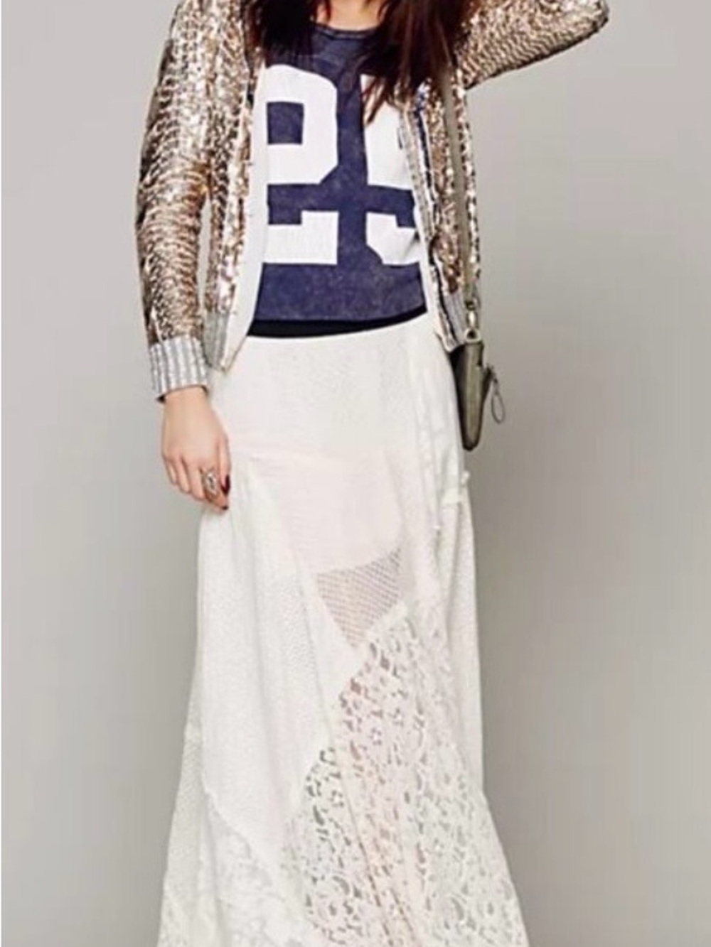 FP Cream Lace Maxi Skirt with Mini Liner.